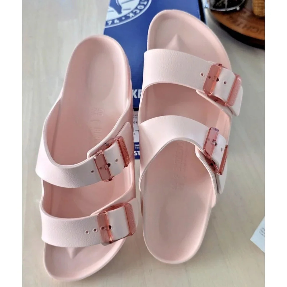 BIRKENSTOCK Womens Arizona Stealth Buckle Light Rose Shoes 9  New